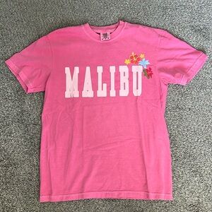 pink malibu short sleeve with flowers